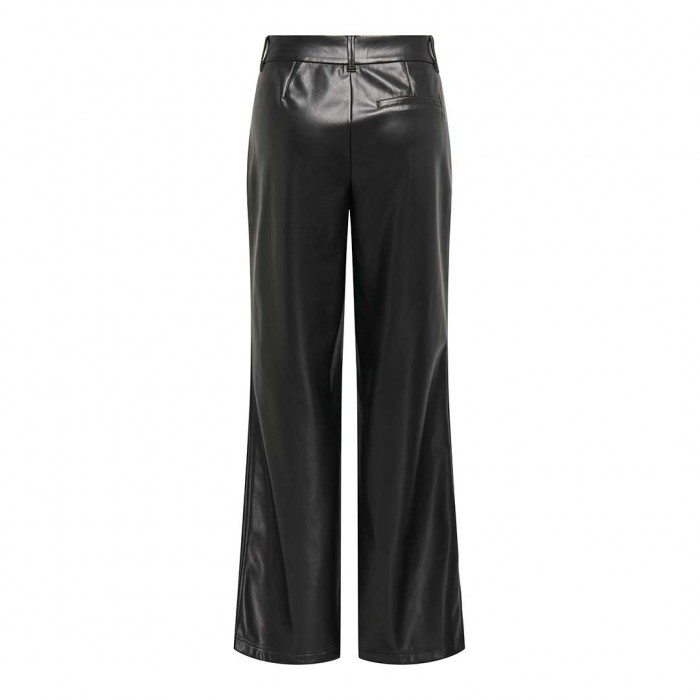 ONLY ONLSMOOTH MW WIDE FAUX LEA PANT CC PNT BLACK