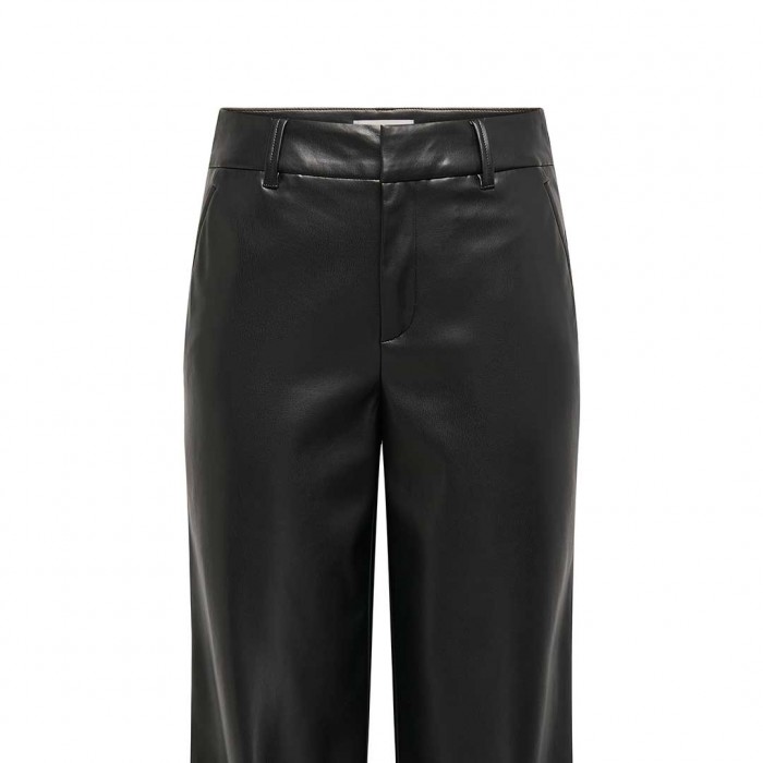 ONLY ONLSMOOTH MW WIDE FAUX LEA PANT CC PNT BLACK