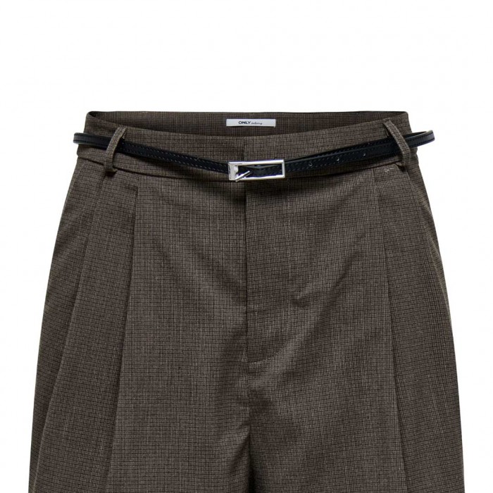 ONLY ONLGARIA LIFE HW BELT CHECK SHORTS TLR BEIGE/GREY