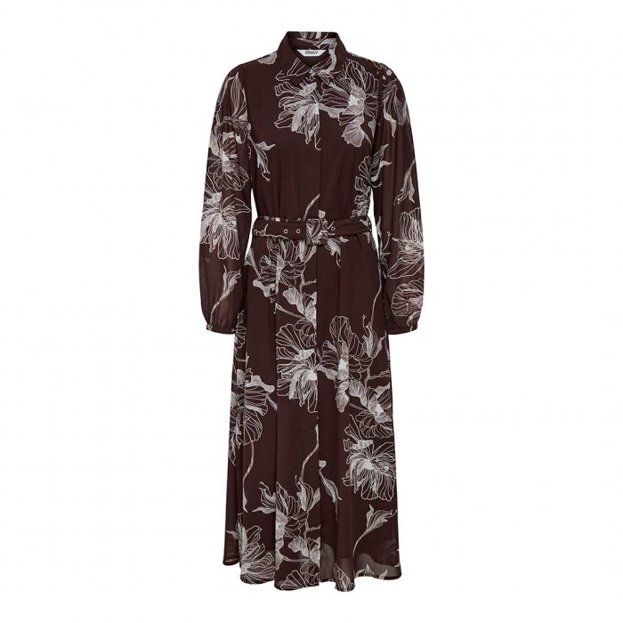 ONLY ONLSTAR LIFE L/S BUCKLE SHIRT DRESS WVN BROWN