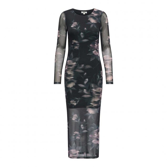 ONLY ONLKAYA LIFE LS MIDI MESH DRESS WVN GRAY