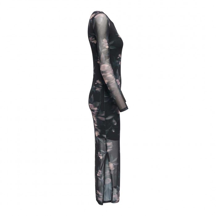 ONLY ONLKAYA LIFE LS MIDI MESH DRESS WVN GRAY