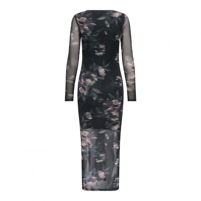 ONLY ONLKAYA LIFE LS MIDI MESH DRESS WVN GRAY