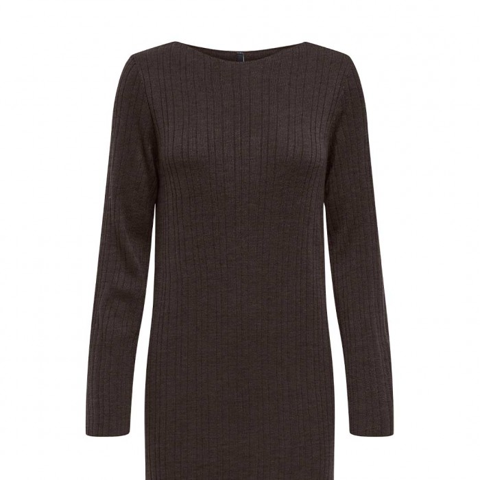 ONLY ONLTHEA LS DRESS KNT DARK BROWN