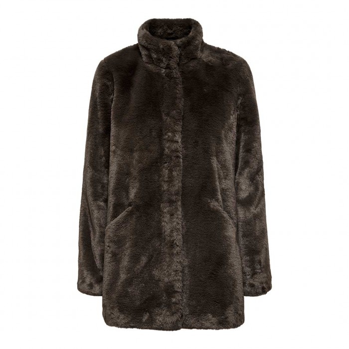 ONLY ONLVIDA FAUX FUR COAT OTW DARK BROWN