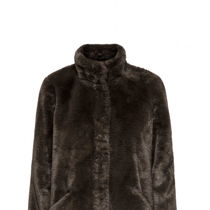 ONLY ONLVIDA FAUX FUR COAT OTW DARK BROWN