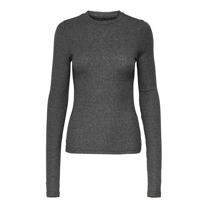 ONLY ONLLENA L/S O-NECK GLITTER RIB TOP JRS GRAY