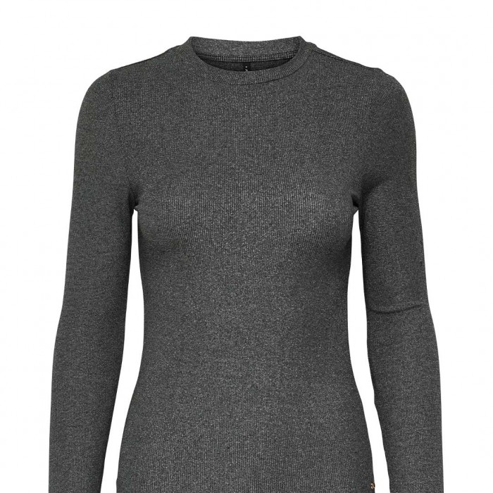 ONLY ONLLENA L/S O-NECK GLITTER RIB TOP JRS GRAY