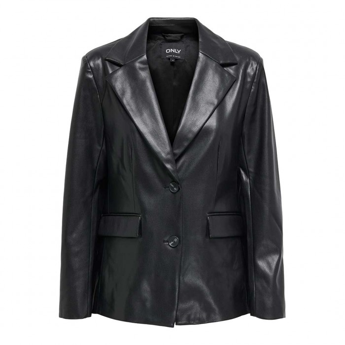 ONLY ONLVERONA FAUX LEATHER FIT BLAZER CC OTW BLACK