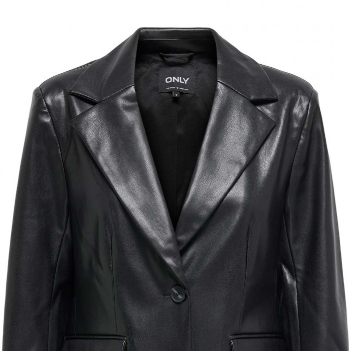 ONLY ONLVERONA FAUX LEATHER FIT BLAZER CC OTW BLACK