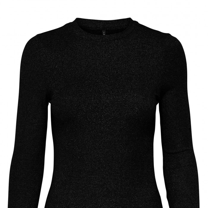 ONLY ONLLENA L/S O-NECK GLITTER RIB TOP JRS BLACK