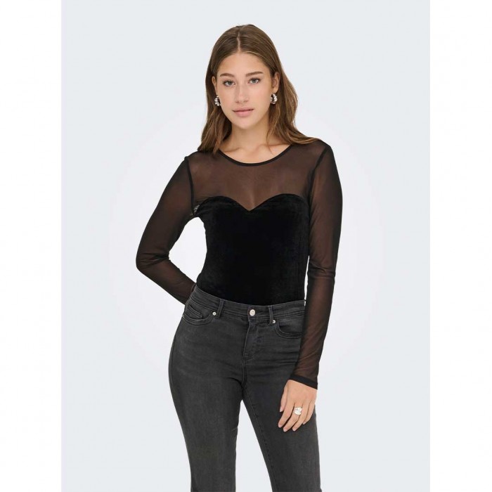ONLY ONLSMOOTH L/S MESH MIX TOP BOX JRS BLACK 1