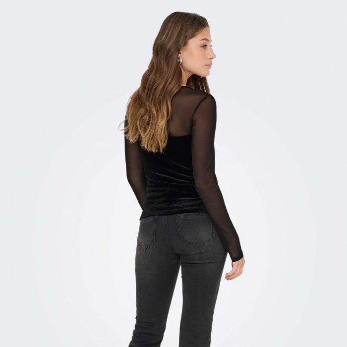 ONLY ONLSMOOTH L/S MESH MIX TOP BOX JRS BLACK 1