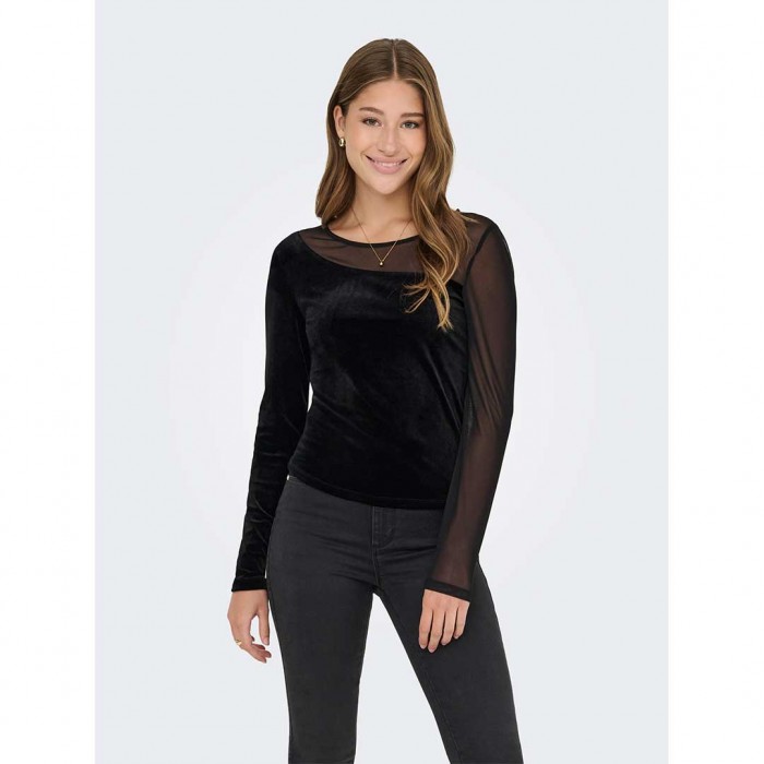 ONLY ONLSMOOTH L/S MESH MIX TOP BOX JRS BLACK