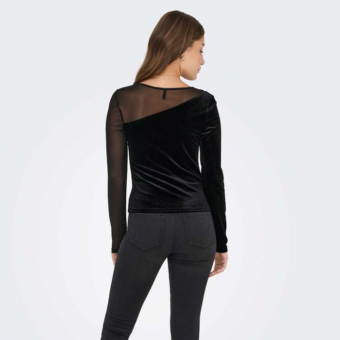 ONLY ONLSMOOTH L/S MESH MIX TOP BOX JRS BLACK