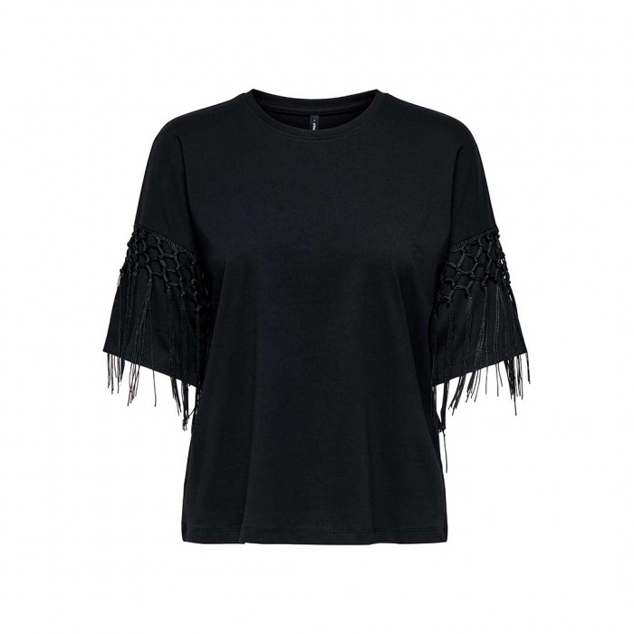 ONLY ONLHARLEY LIFE S/S FRINGE TOP JRS BLACK