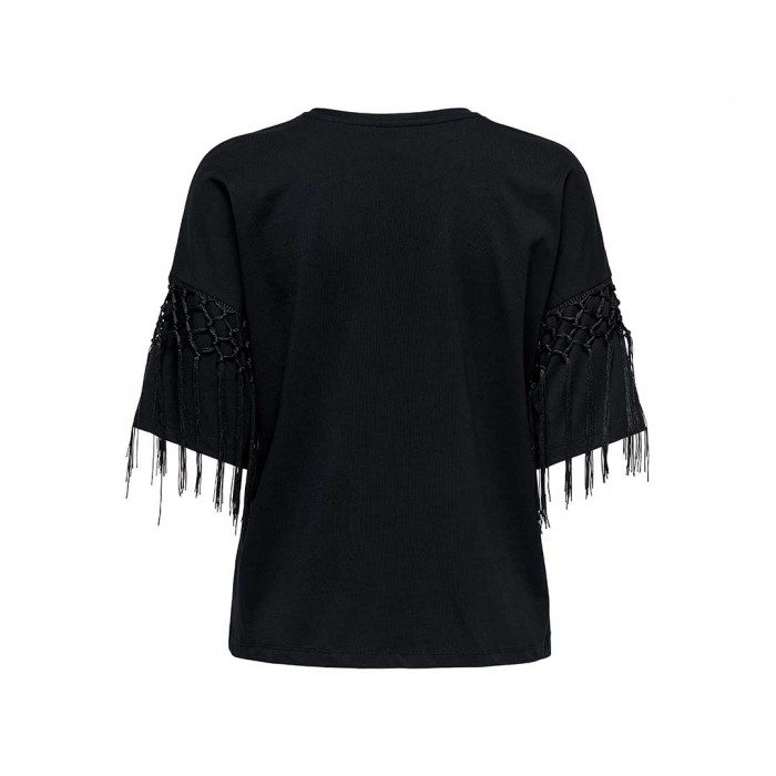 ONLY ONLHARLEY LIFE S/S FRINGE TOP JRS BLACK
