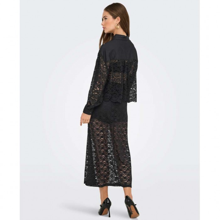 ONLY ONLJILLI LACE MIX SHIRT WVN BLACK