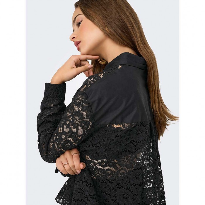 ONLY ONLJILLI LACE MIX SHIRT WVN BLACK