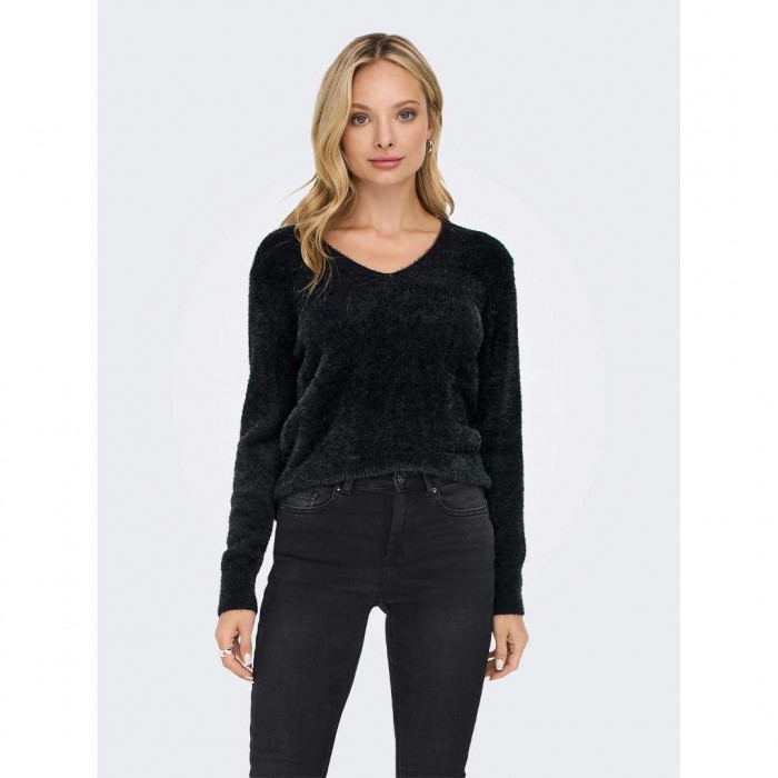 ONLY ONLELLA PIUMO LS V-NECK KNT BLACK