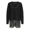 ONLY ONLVIVIA LS LIFE V-NECK LACE MIX KNIT BLACK ONLY ONLVIVIA LS LIFE V-NECK LACE MIX KNIT BLACK