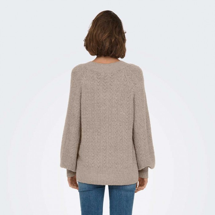 ONLY ONLLUCILLA LS GLITTER V-NECK KNT BEIGE