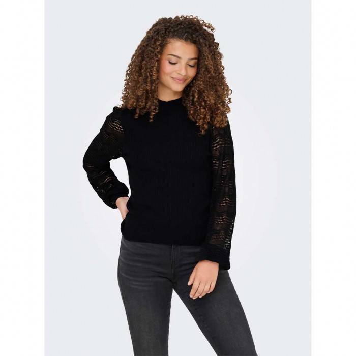 ONLY ONLANNELINA LS HIGHNECK KNT BLACK