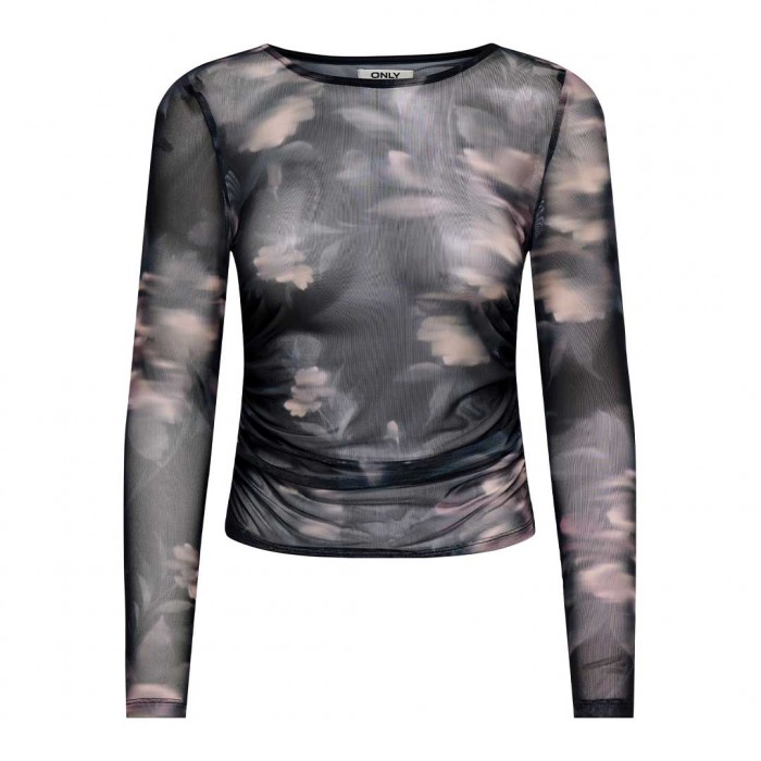 ONLY ONLKAYA LIFE LS RUCHING MESH TOP WVN GRAY