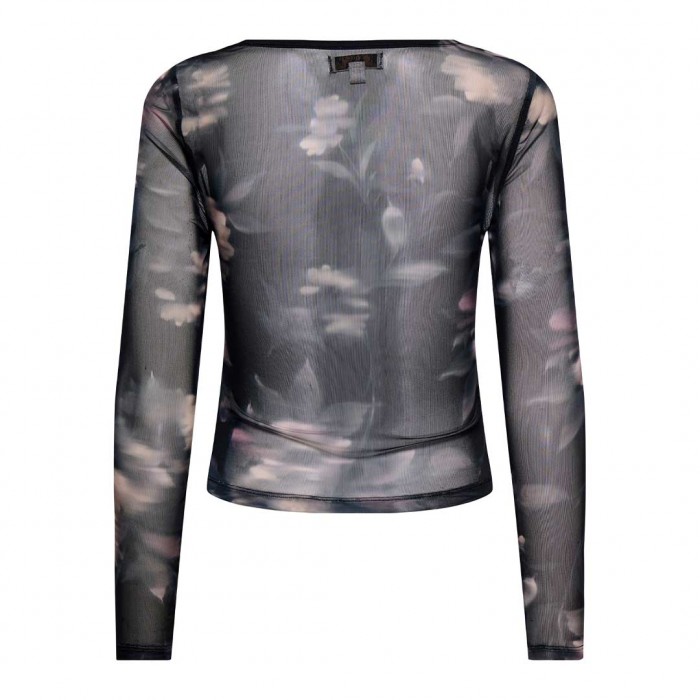 ONLY ONLKAYA LIFE LS RUCHING MESH TOP WVN GRAY
