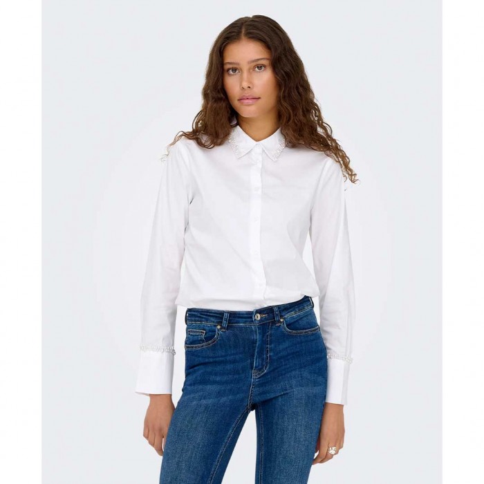 ONLY  ONLBECS PEARL FITTED SHIRT WVN WHITE