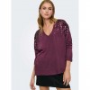 ONLY ONLSTARRY LS SEQUIN BOXY V-NECK KNT DARK RED ONLY ONLSTARRY LS SEQUIN BOXY V-NECK KNT DARK RED