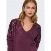 ONLY ONLSTARRY LS SEQUIN BOXY V-NECK KNT DARK RED ONLY ONLSTARRY LS SEQUIN BOXY V-NECK KNT DARK RED