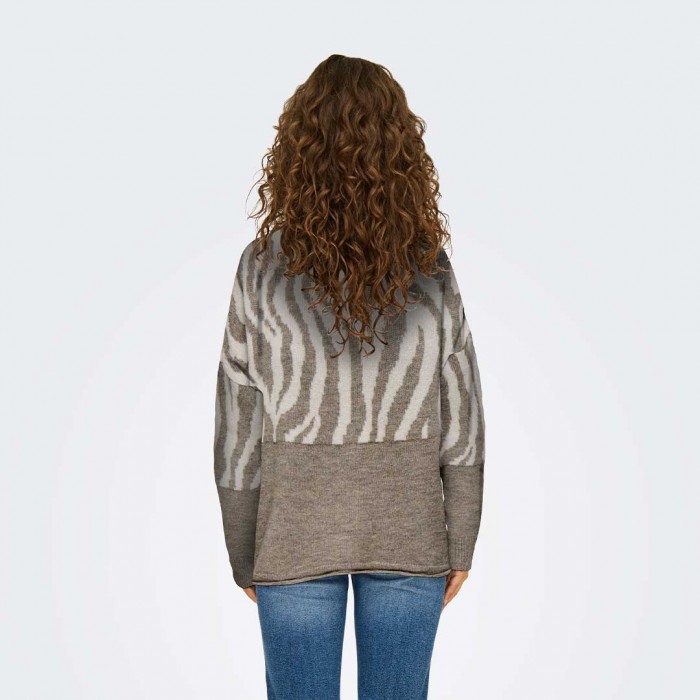 ONLY ONLJADE ANIMAL LS O-NECK KNT NOOS BEIGE