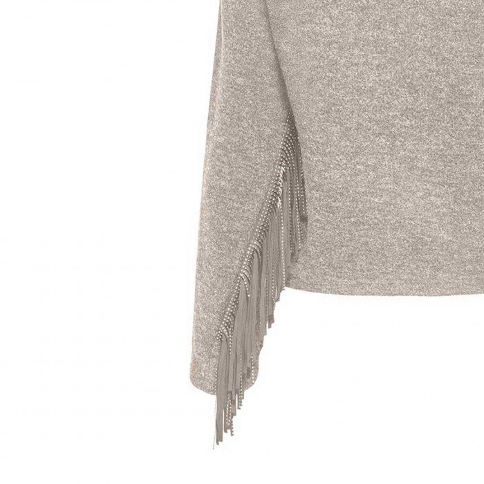 ONLY ONLJAKE LIFE L/S FRINGE TOP JRS ECRU