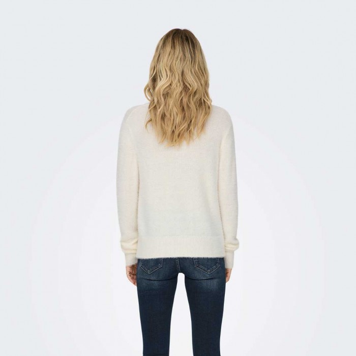 ONLY ONLELLA PIUMO LS V-NECK KNT WHITE