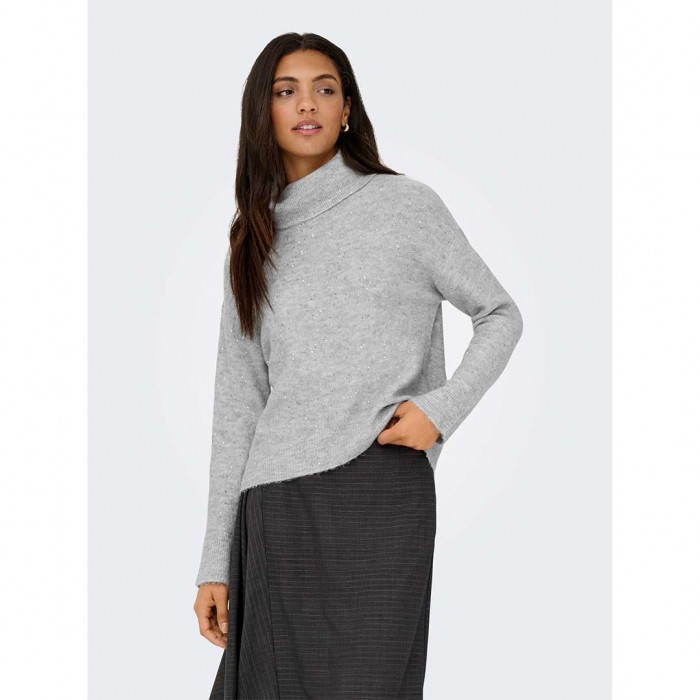 ONLY ONLARIZONA LS SEQUINS ROLLNECK PULL KNT LIGHT GREY