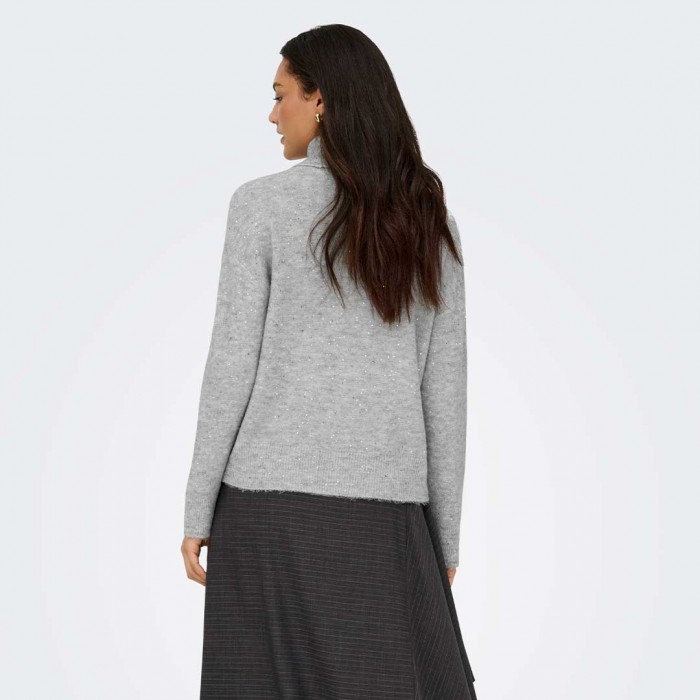 ONLY ONLARIZONA LS SEQUINS ROLLNECK PULL KNT LIGHT GREY
