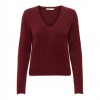 ONLY ONLELLA PIUMO LS V-NECK KNT DARK RED ONLY ONLELLA PIUMO LS V-NECK KNT DARK RED