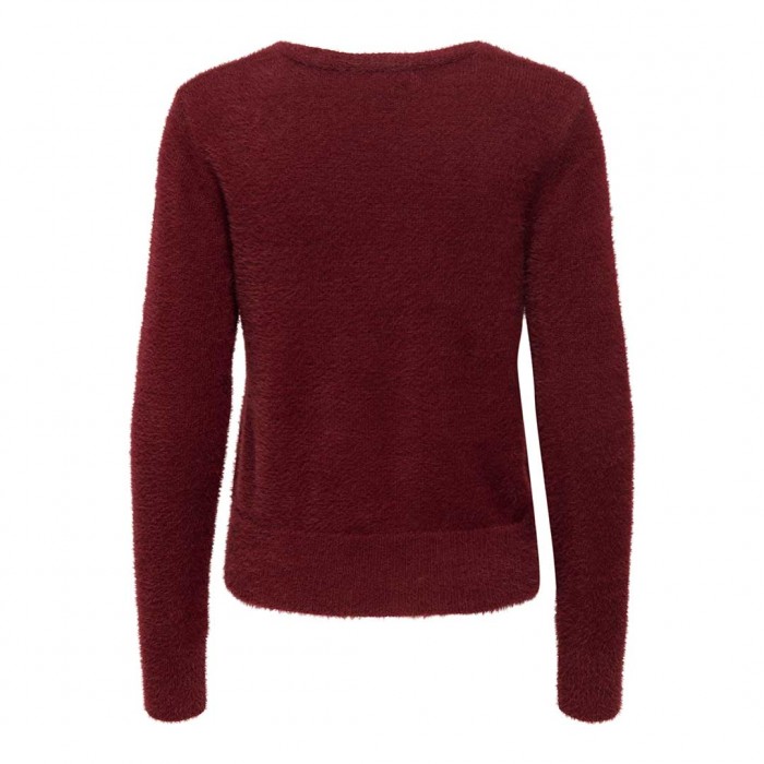 ONLY ONLELLA PIUMO LS V-NECK KNT DARK RED