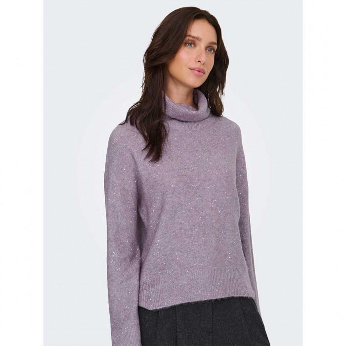 ONLY ONLARIZONA LS SEQUINS ROLLNECK PULL KNT PINK