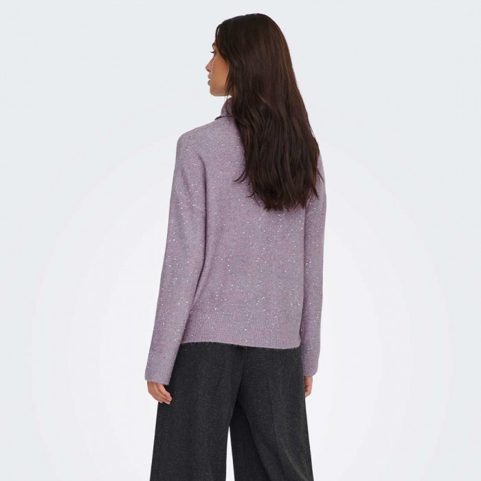 ONLY ONLARIZONA LS SEQUINS ROLLNECK PULL KNT PINK