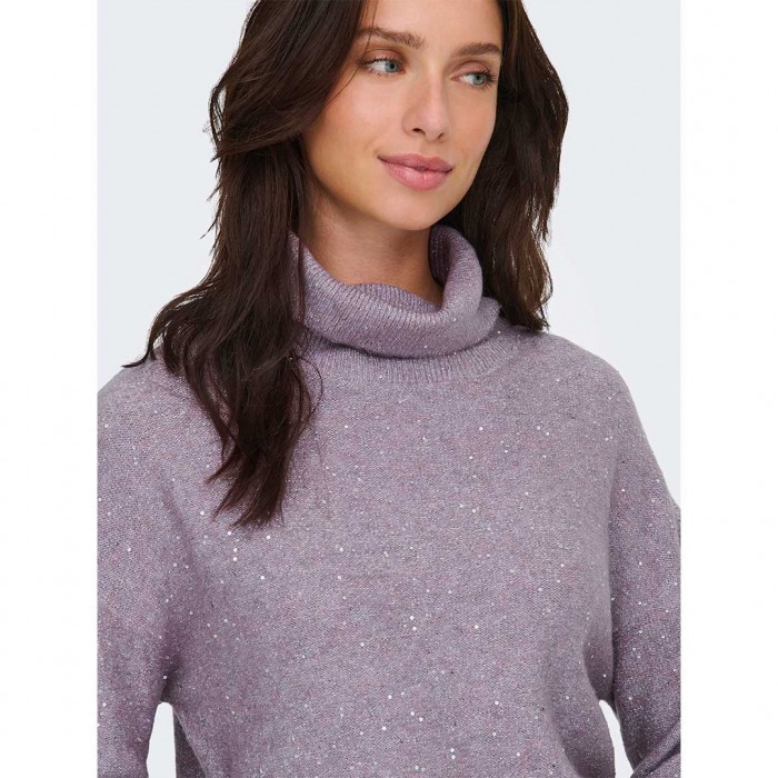 ONLY ONLARIZONA LS SEQUINS ROLLNECK PULL KNT PINK