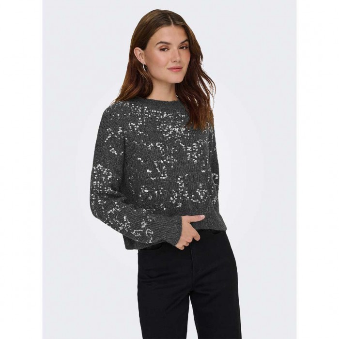 ONLY  ONLALTA LS SEQUIN O-NECK KNT DARK GREY