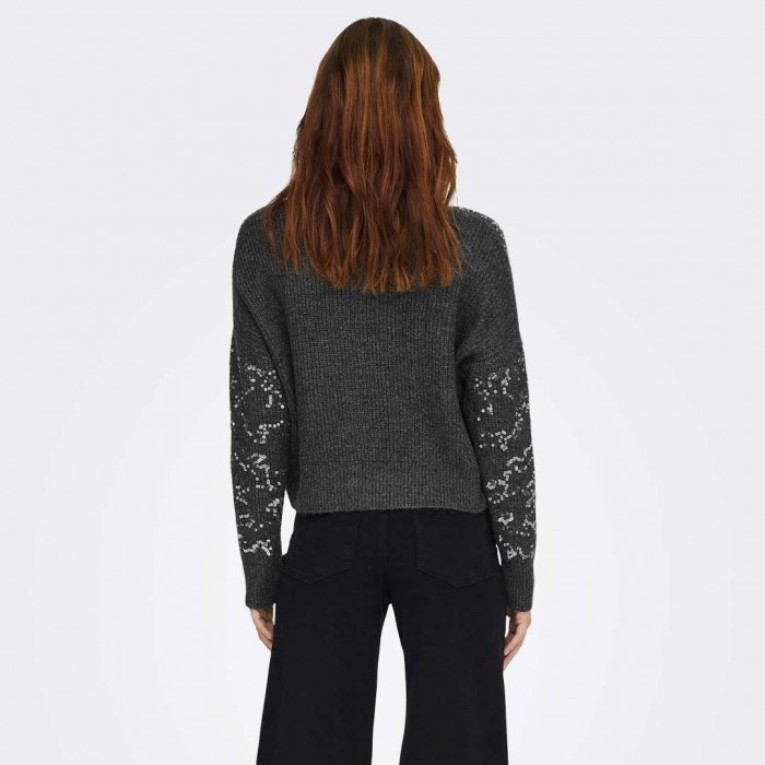 ONLY  ONLALTA LS SEQUIN O-NECK KNT DARK GREY