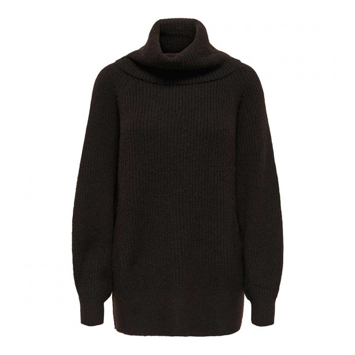 ONLY ONLWHITNEY LIFE LS LOOSE ROLLNECK KNT DARK BROWN