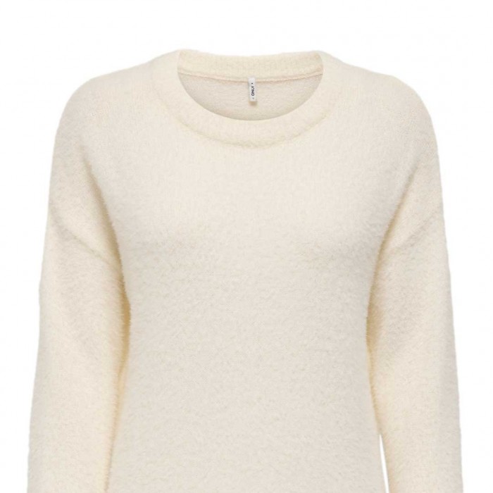 ONLY ONLPETRA LS LOOSE O-NECK CC KNT WHITE