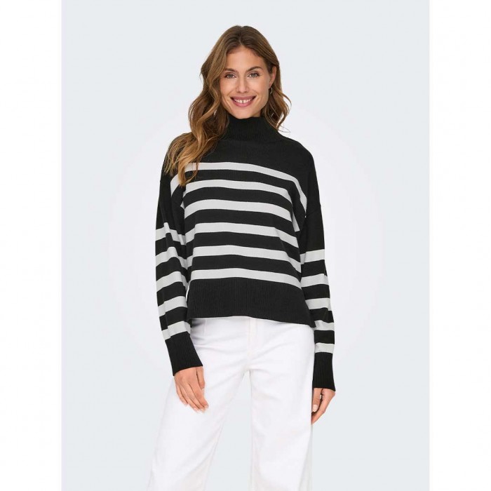 ONLY ONLBARI L/S HIGHNECK KNT NOOS BLACK/WHITE
