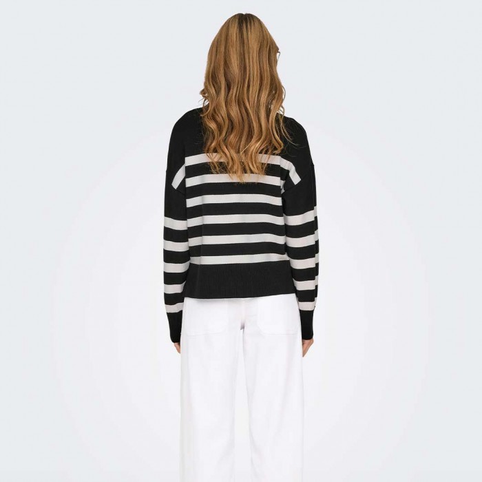 ONLY ONLBARI L/S HIGHNECK KNT NOOS BLACK/WHITE