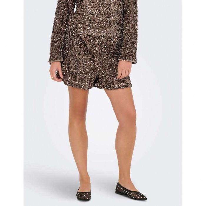 ONLY ONLCONFIDENCE NEW SEQUINS SHORTS JRS BROWN