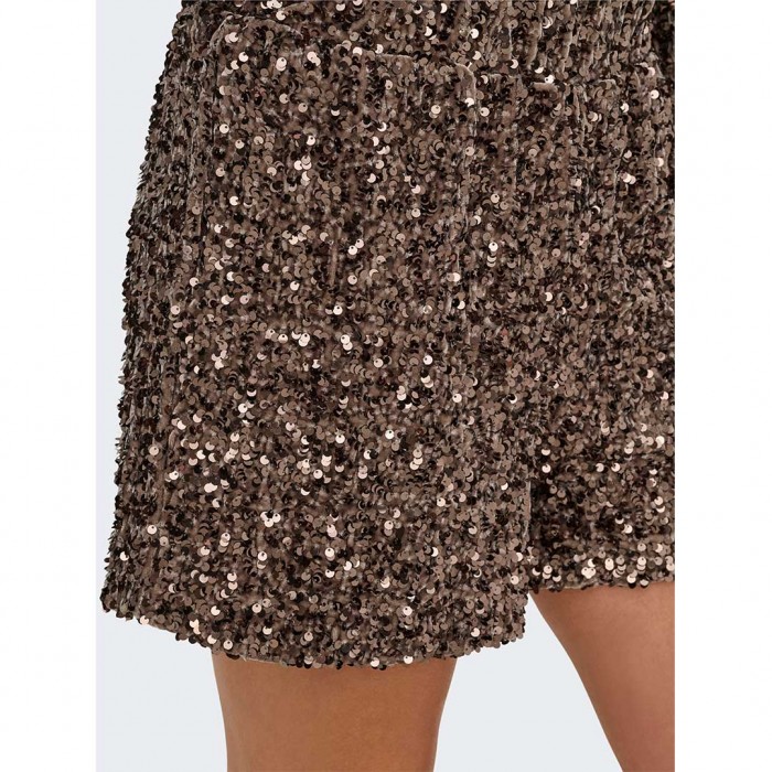 ONLY ONLCONFIDENCE NEW SEQUINS SHORTS JRS BROWN